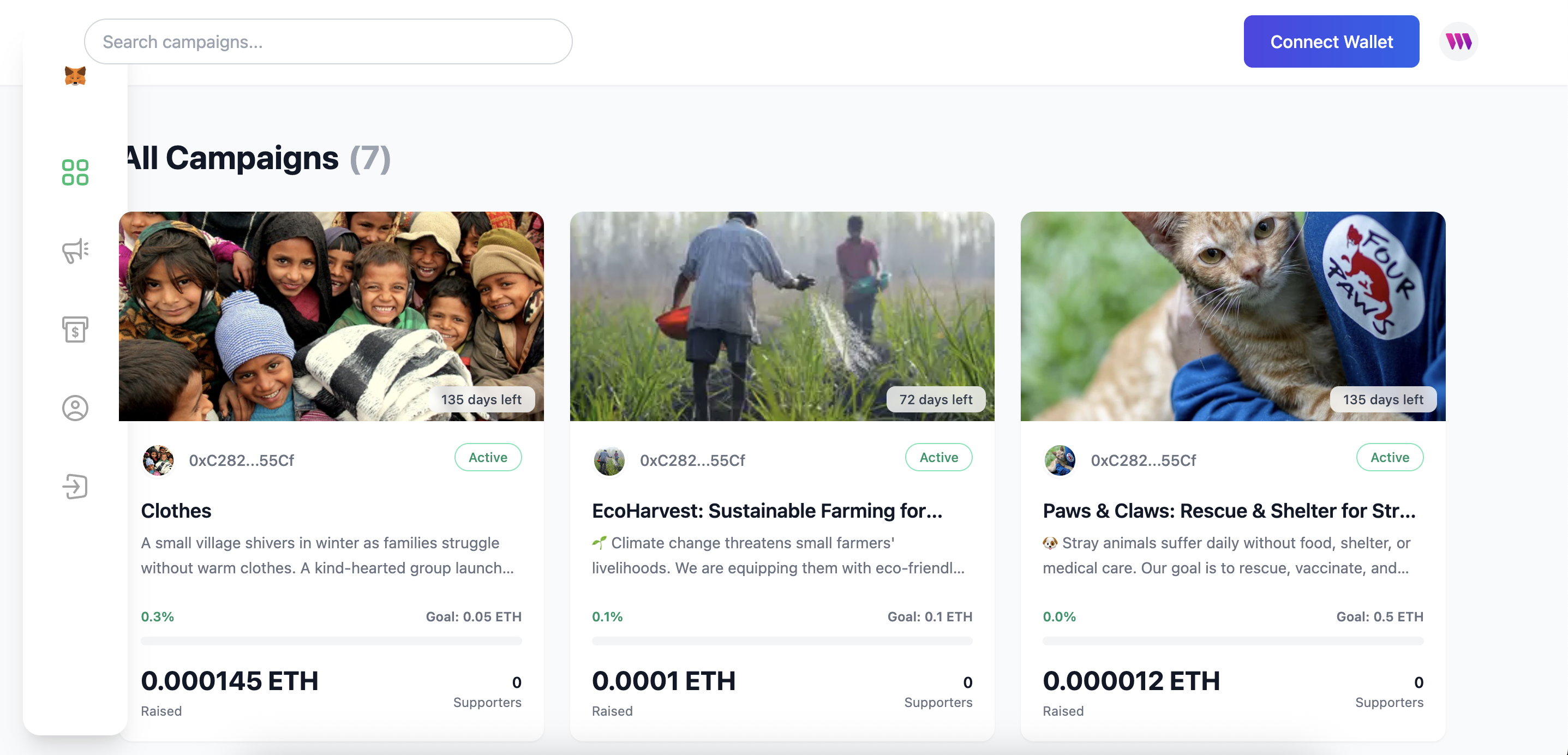Web3 Crowdfunding Platform Screenshot